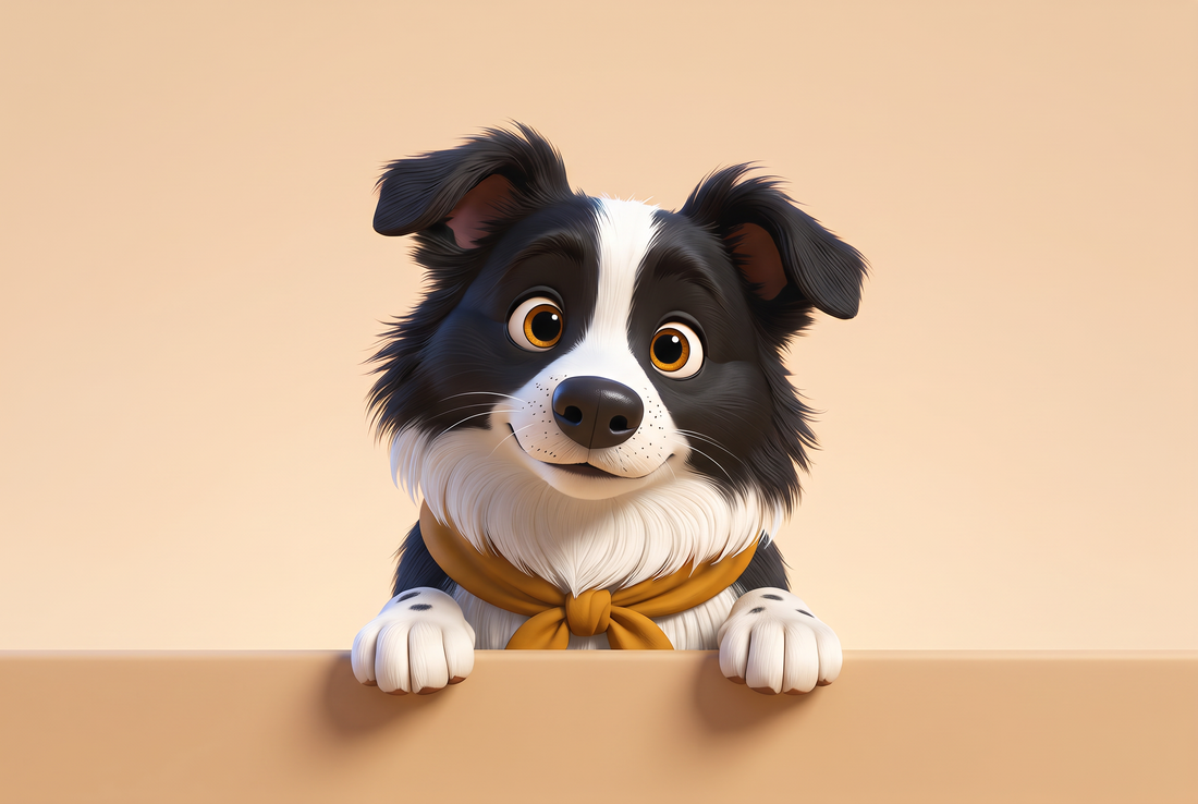 Caipi, a black and white Border Collie, peeking over a ledge